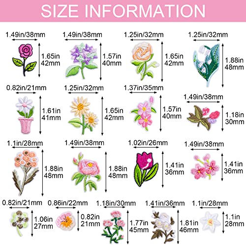 Hinzic 20Pcs Flower Patches, 17 Patterns Decorative Flower Iron On Patches For Clothing Floral Embroidered Patches, Sew On/Iron On Patch Applique For Jacket, Jeans, Hat, Backpacks, Pants #TOP2