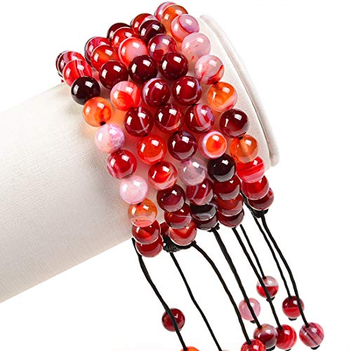Image of Massive Beads Natural Healing Power Gemstone Crystal Beads Unisex Adjustable Macrame Bracelets 8mm