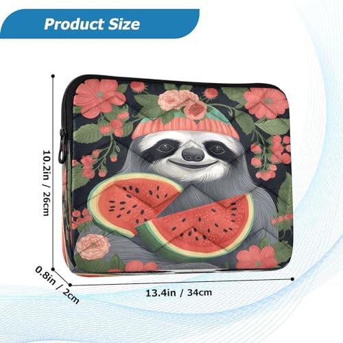 Funda para portátil 13-14 pulgadas con diseño de perezoso comiendo sandía miniatura 3