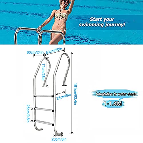 Escalera para piscina con 3 peldaños antideslizantes miniatura 3
