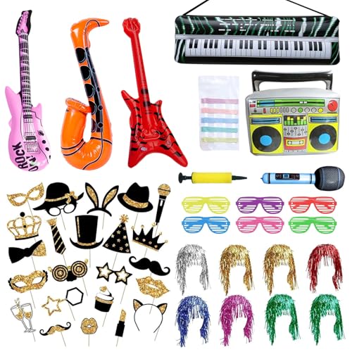 65 peças de acessórios para fotos, caixa de fotos, acessórios para casamentos, Dia das Bruxas, Natal, decoração de mesa, aniversário, carnaval, noite de ano, decoração de festa