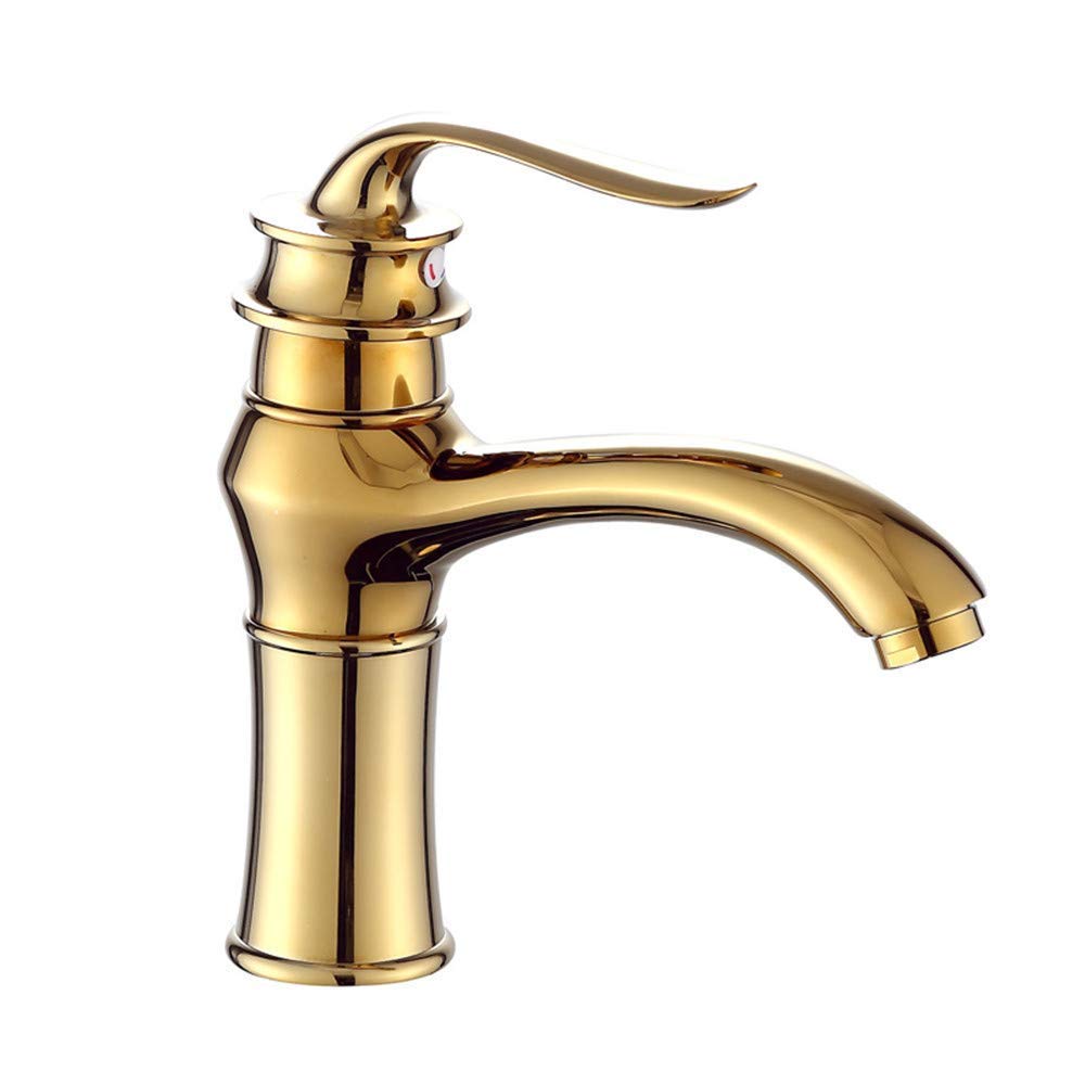 Lavabo de baño de Cobre Mezclador de Agua fría y Caliente de un Solo Orificio Grifo de Lavabo de baño Grifo de Lavabo de una Sola manija Grifo de Inodoro de Hotel con aireador