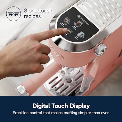 De'Longhi Dedica Duo Compact Espresso Machine - Cold Brew Coffee Maker with Milk Frother Wand- for Espresso, Hot & Iced Coffee, Cappuccinos, Lattes & Home Barista Brewing, Rosé Pink
