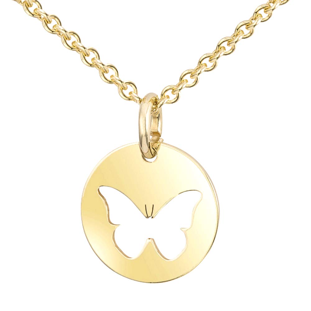MATERIA by Matthias Wagner Damen Halskette mit Schmetterling Anhänger Silber 925 rhodiniert vergoldet
