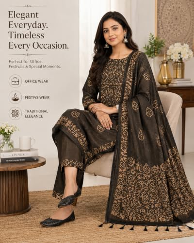 Image of HAIDER ALI AND SONS Women's Cotton Silk Batik Print Unstitched Salwar Suit Dress Material with Dupatta | Bhagalpuri Handloom Fabric | Casual, Office & Festival Wear
