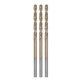 HARFINGTON 3pcs Twist Drill Bits 2.3mm Titanium Coated (HSS-E) M42 High Speed Steel 8% Cobalt Straight Shank for Stainless Steel Aluminum Alloy Metal