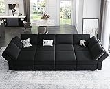 Belffin Modular Sectional Sofa with Storage Chaises Sectional Sleeper Sofa Couch 8 Seat Sectional Sofa Bed Black