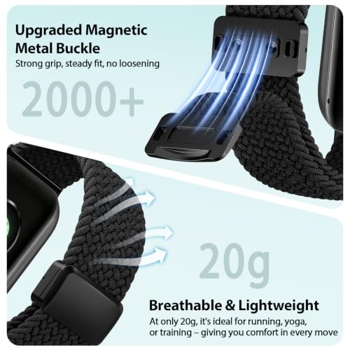 Image of Tobfit Stretchy Nylon Braided Band for Redmi Watch 6 /Redmi Watch5 /4 & Xiaomi Smart Band 8 Pro /9 Pro - Breathable, Adjustable Quick-Release Replacement Strap