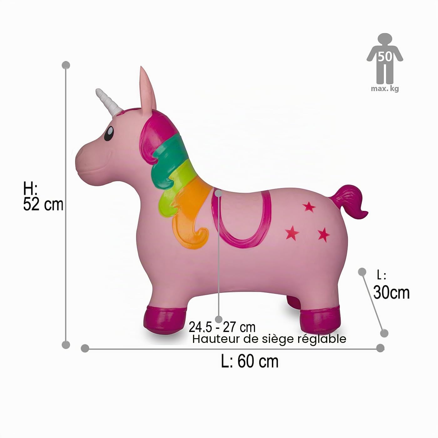 Jamara 460316 – Licorne Animaux à Sauter avec Pompe – Favorise Le Sens De L'équilibre, Oreilles d'animaux comme Support