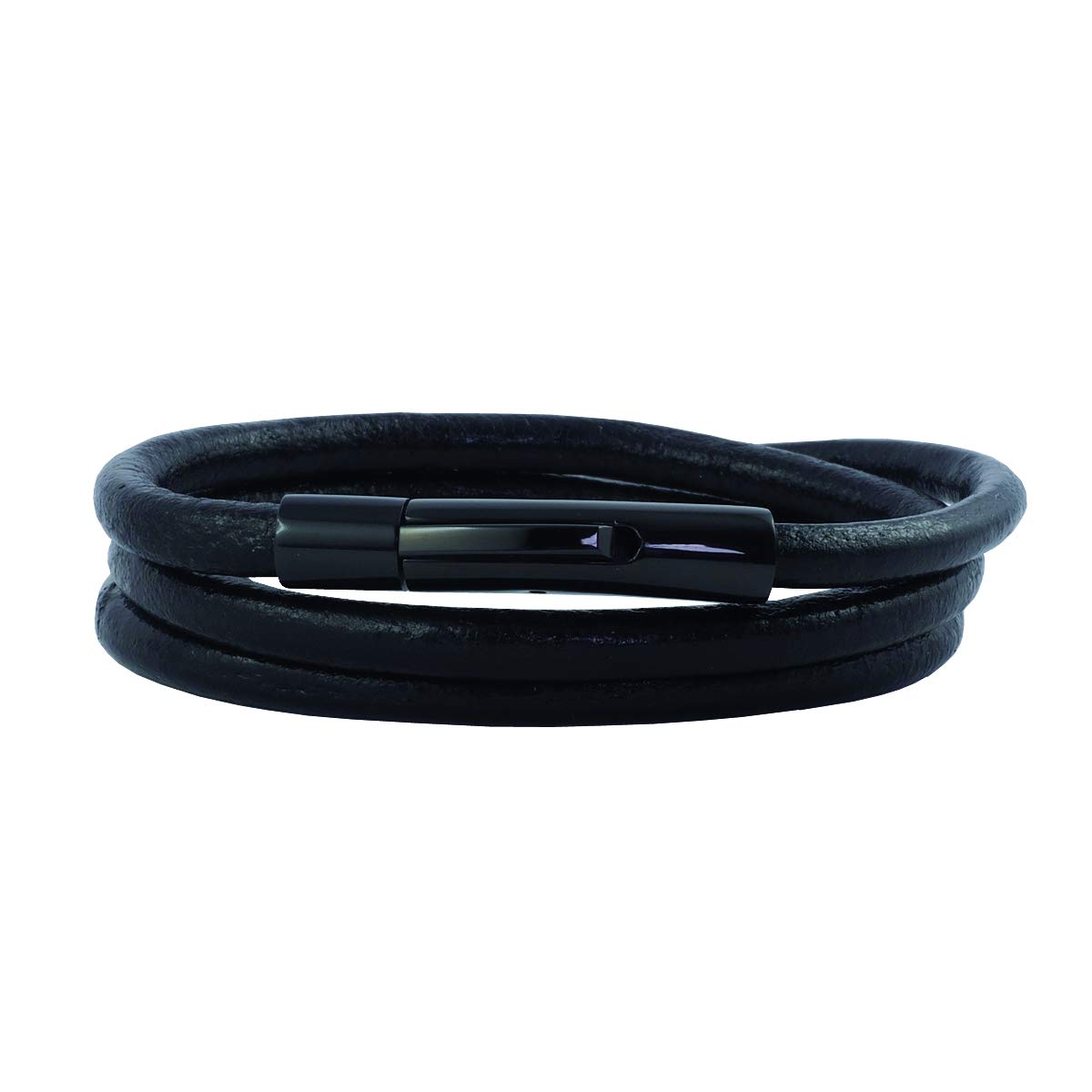 König Design - Bracciale in Pelle, da Uomo, Lunghezza 17-100 cm, con Chiusura a Leva, in Argento Intrecciato, 4 mm e Acciaio Inossidabile, Colore: Blu Rosso, cod. 4251721949963