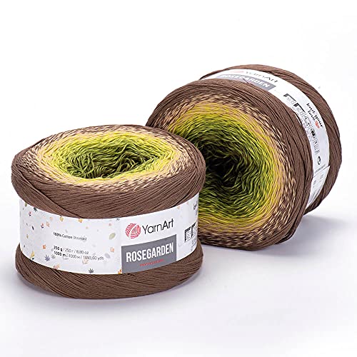 Image of Yarn Art Flowers Rosegarden 100% Cotton 250gr 8.80 oz 1094yds Multicolor Cotton Yarn Rainbow Crochet Yarn Spring Summer (322)