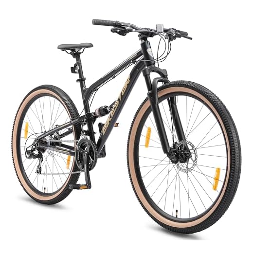 BIKESTAR terrängcykel fulldämpad 29" tum aluminium med skivbroms, Shimano 21 växlar | 17.5" ram mountainbike | zwart