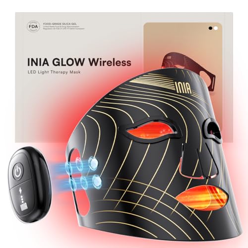 INIA Red Light Therapy Mask for Face, Glow Wireless LED Face Mask Light Therapy with Near-Infrared...