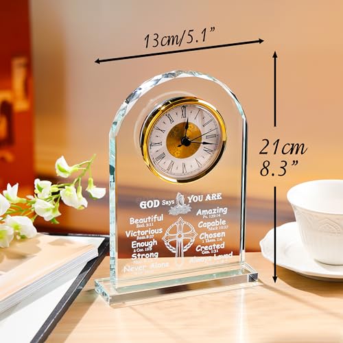 Image of Qianwei Christian Gifts for Women - Crystal Clock Cross Bible Verse Encouragement Motivational Gifts Prayers Religious Faith Gifts Sister Women Men Friends Mom