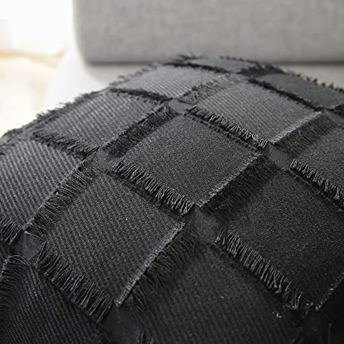 Ftroml Throw Pillow Covers Block Pattern Square Soft Cushion Covers For Couch Bedroom Sofa Living Room Bed Chair Solid Pack Of 2 (18X18, Black) #TOP1