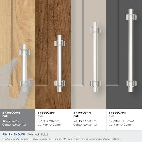 Image of Amerock BP36600PN | Davenport 3 inch (76mm) Center-to-Center Polished Nickel Cabinet Pull | Kitchen Cabinet Hardware | Furniture Hardware | Drawer Handle
