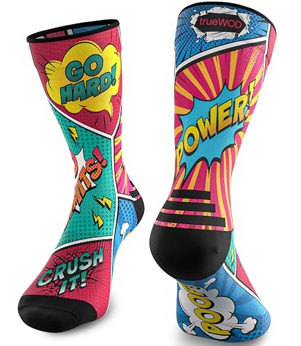 trueWOD Calcetines Running Hombre Mujer Crossfit Ciclismo Trail Running Padel Correr Calcetines Deporte Divertidos Antiampollas Sin Costuras Compresion Transpirables Ligeros Resistentes