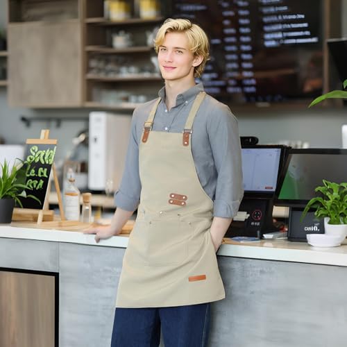 Aprons for Men Women with Pockets, Waterproof Adjustable Chef Apron for Cooking, Baking, Gardening, BBQ, Craft Working, Painting - Image 6