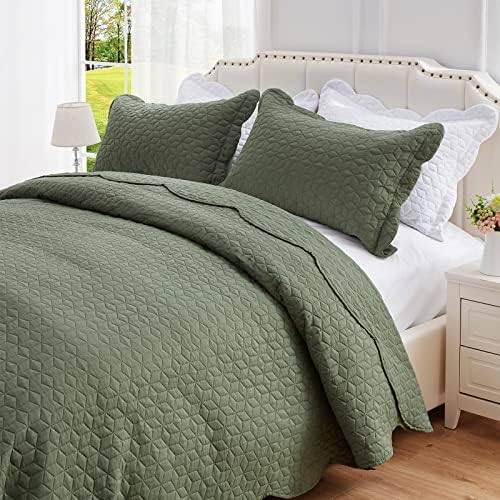 NexHome Quilt Twin Quilt Set Bedspreads Twin Size Twin Green Bedspread Quilt Set with Pillow Sham, Twin Soft Lightweight Bedspreads Coverlet All Seasons Twin 2 Piece (Twin 1 Quilt, 1 Sham)