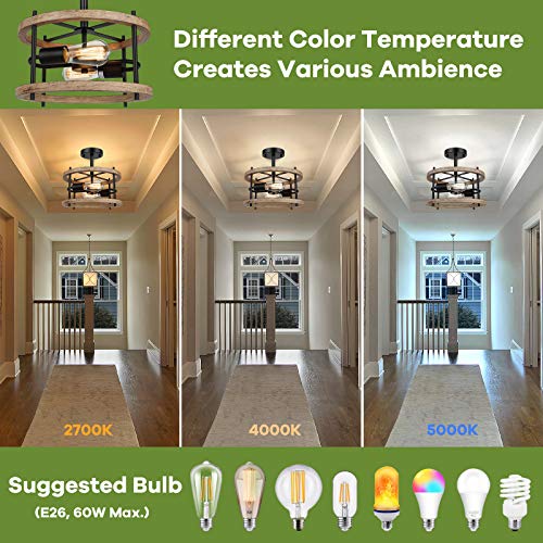 Lakumu 2-Light Retro Semi Flush Mount Ceiling Light Fixture, Rustic Vintage Wood Ceiling Light Black Metal, Industrial Farmhouse Ceiling Lamp for Hallway Entryway Bedroom Balcony Farmhouse Dining Room Lakumu 2-Light Retro Semi Flush Mount Ceiling Light Fixture, Rustic Vintage Wood Ceiling Light Black Metal, Industrial Farmhouse Ceiling Lamp for Hallway Entryway Bedroom Balcony Farmhouse Dining Room