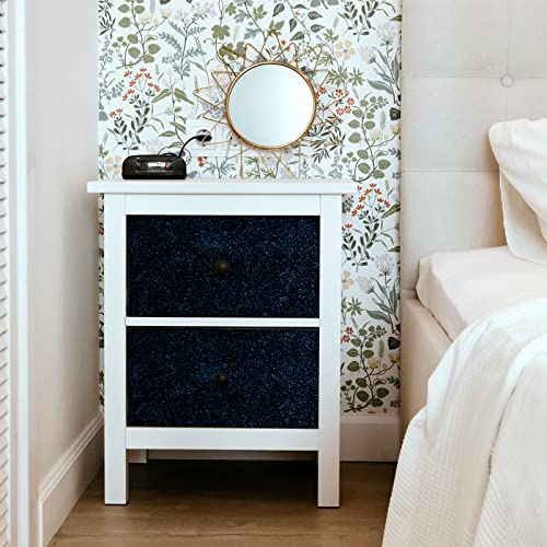 CRE8TIVE Papel de Parede com Borda Preta e Azul, Papel de Parede com Glitter Preto, Adesivo e Removí