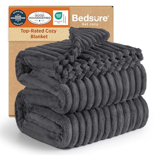 Bedsure - Manta Queen de forro polar gris para sofá, mantas suaves y acogedoras para mujeres, lindas mantas pequeñas para niñas, 228 x 228 cm