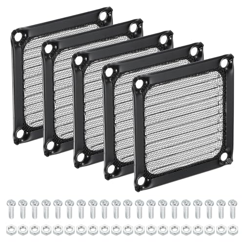 PATIKIL 60mm Computer Fan Filter Grill with Screws, 5 Pack Aluminum Frame with Stainless Steel Mesh Dustproof Case Cover for Computer, Ventilator, Black