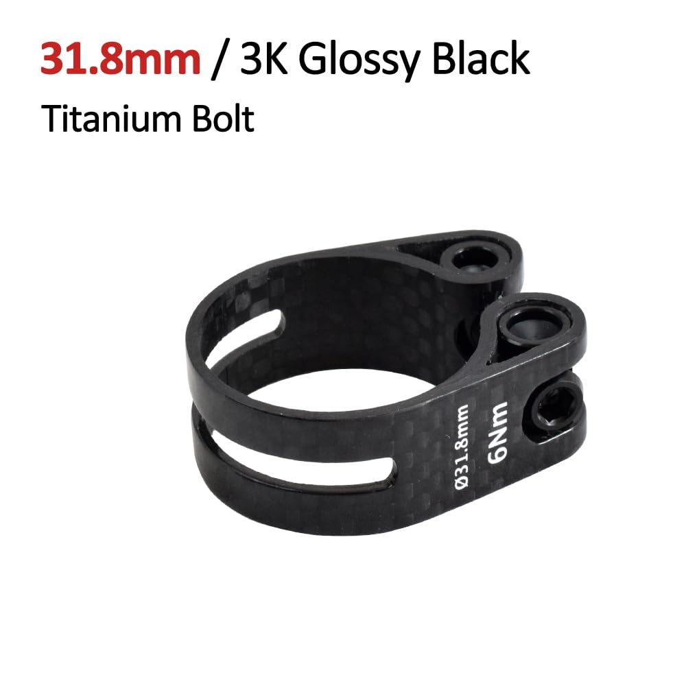 Colliers De Selle Pour VéLo 1 collier de serrage for tige selle vélo 31,8/34,9 mm 14 g en fibre carbone for VTT, route(3K G 31.8-Titanium)
