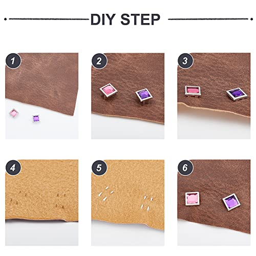 Wadorn 105Pcs Crystal Claw Beads Nailhead, 7 Colors 9Mm Square Rhinestone Nailhead Studs Punk Diamond Spikes Decorative Rivets Leathercraft Rivet For Diy Shoes Belts Jeans Jewelry Bag Decorations #TOP3