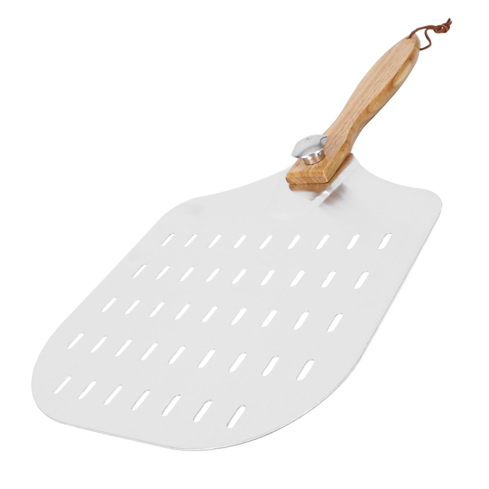 Perforierte Pizzaschaufel mit Langem Holzgriff Leichte Aluminium Pizzaschaufel zum Pizzaübertragen für Zuhause Restaurant Pizzeria und Backofen Professionelles Backwerkzeug