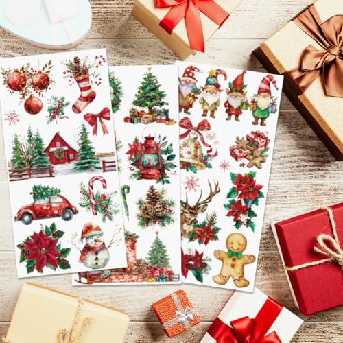 INFUNLY 3 Sheet Christmas Theme Rub on Transfers for Crafts Furniture 6x12 Santa Claus Elk Rub on Transfer Stickers Snowman Furniture Rub on Transfer Decals Waterproof Window Stickers for Home Decor - Image 3