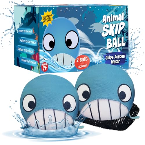 Activ Life 2 Pack Skip Balls, Outdoor Toys for Kids, Summer Beach Games for Girls and Boys Toy, Pool Accessories Essentials Play Stuff Gear (Whale)
