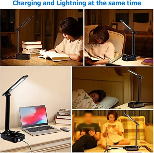 Lampe de table LED design avec hub de charge USB et prises CA - 2