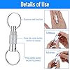 2er Pack Schnellverschluss Schlüsselkarabiner Schlüsselbund Key Organizer Drehbar Abnehmbar Schlüsselanhänger Metall Mit 4 Geteilten Schlüsselringen Für Männer Frauen Auto Geldbörse Taschenzubehör #3