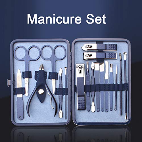 Juego de cortaúñas Kit de cortaúñas de 7 a 18 Uds., juego profesional de manicura, tijeras for cutículas de acero inoxidable, empujadores, herramientas de recorte de pedicura Herramientas de pedicura