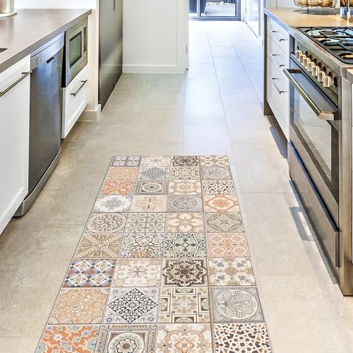 CREARREDA Alfombra Vinílica Cocina y Baño Antideslizante Lavable, Diseño Italiano Moderno, Impermeable, Decorativa,...