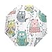 Parapluie pliable et compact avec motif de grenouilles mignonnes - Coupe-vent - Ouverture automatique - Portable - Pour la pluie, Chouettes diverses émotions, taille unique