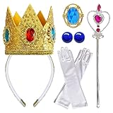 PIGKANG 5 PCS Princess Peach Crown Accessories Kit for Girls Princess Peach Dress Up Costume Set Princess Birthday Party Supplies Cosplay for Kids