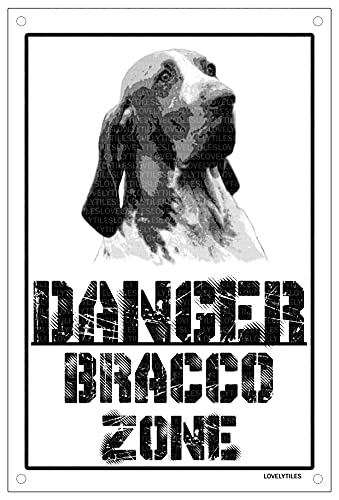  Danger BRACCO ITALIANO zone Targa cartello metallo attenti al cane metal sign (20X30)