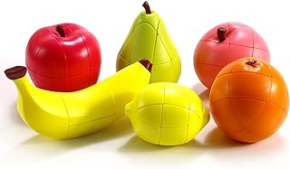 Speed Cube Set, 3D Fruit Cube Set of Peach Lemon Orange Banana Apple and Pear Magic Cube Bundle Children's Educational Toys Puzzle Cube Brain Teaser 6 Pack