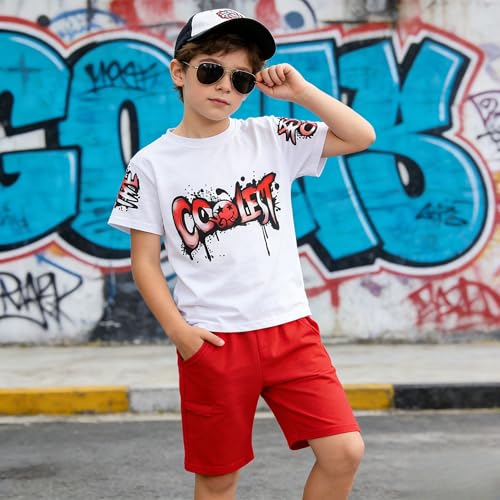 Image of Yoxindax Boys Clothes 2-Piece Casual Street Style Turn-Down Collar Half Zip Kids 4-12 Years Teen Boys Summer Outfits