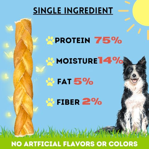 Image of BULLYSTICKS & MORE 6 Inch Beef Collagen Braids for Dogs (8 Count) - Bones for Dogs - Dog Parents Choice - No Hide Beef Cheek Rolls