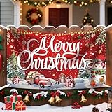 CJYGEGE Large Merry Christmas Banner Decorations - 72x44 Inch Red Outdoor Christmas Sign for Yard, Porch, Home, Indoor Party Gifts & Photo Booth Backdrop