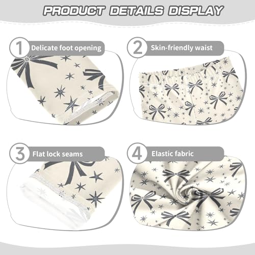 Girls' Athletic Leggings Ankle Length Yoga Dance Pants Kids Teen 4T Bows Stars Gray3