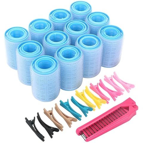 49 PCS Self Grip Hair Rollers Set for Stunning Waves & Curls - Large, Medium, Small Sizes with Comb & Clips Cover