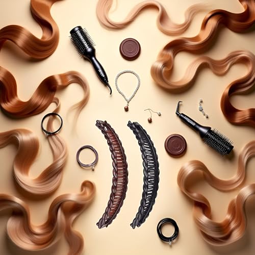 Pack de 2 pinzas grandes para cabello largo negras y marrones miniatura 3