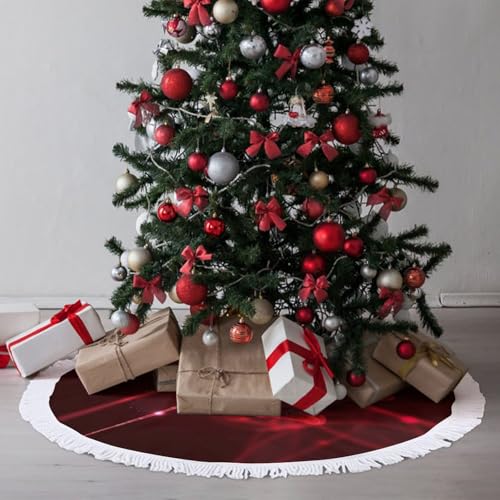 Jupe de sapin de Noël libellule rouge à pompons double couche 122cm - 8