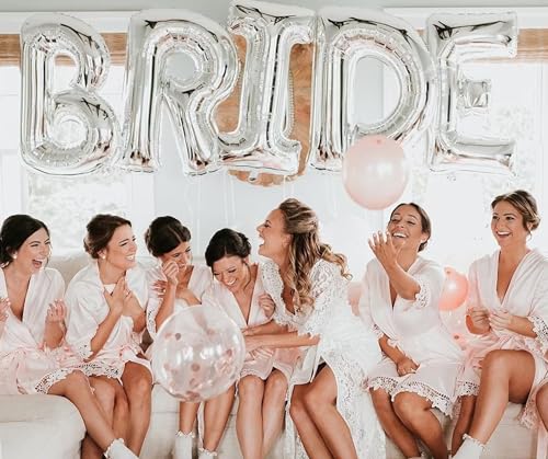 Image of 40inch Silver Bride Balloons - Jumbo Bride to Be Balloons for Bridal Shower Bachelorette Party Decorations and Engagement Party Supplies