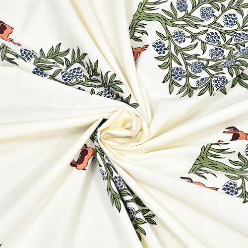 Image of BLOCKS OF INDIA Hand Block Printed 300 TC Cotton Super King Size Bedsheet(106 x 106) (Life Grey)