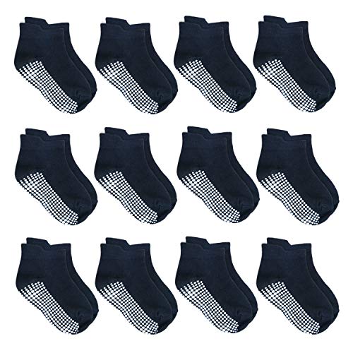 12 Pairs Anti Slip Baby Ankle Socks with Non Skid Grips for Toddler